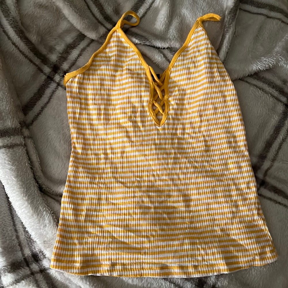 Yellow and white striped shirt